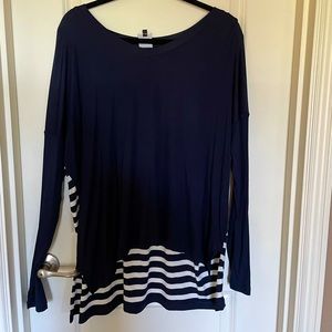 Cabi Lighthouse Tee. Navy and white Large